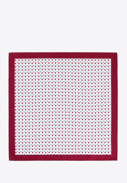 Patterned silk pocket square, white - burgundy, 96-7P-001-X11, Photo 3