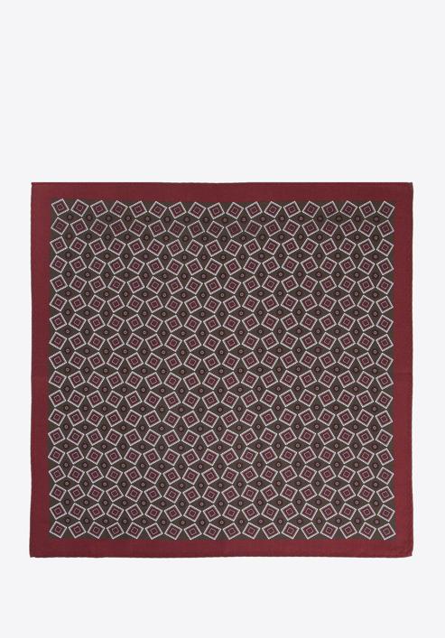 Patterned silk pocket square, burgundy-brown, 96-7P-001-X15, Photo 3