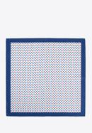 Patterned silk pocket square, white-navy blue, 96-7P-001-X3, Photo 3