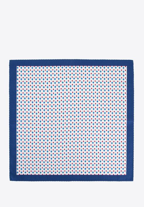 Patterned silk pocket square, white-navy blue, 96-7P-001-X20, Photo 3