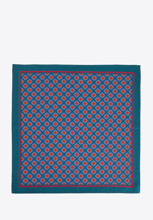 Patterned silk pocket square, green-orange, 96-7P-001-X15, Photo 3