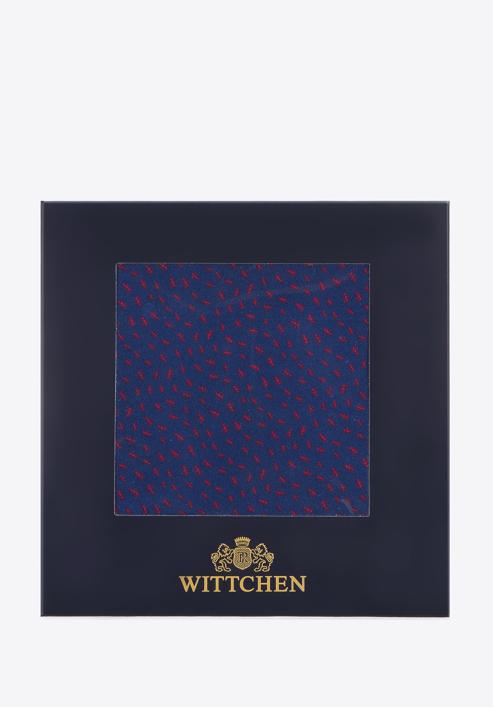 Patterned silk pocket square, navy blue-red, 96-7P-001-X2, Photo 4