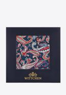 Patterned silk pocket square, red-navy blue, 96-7P-001-X8, Photo 4
