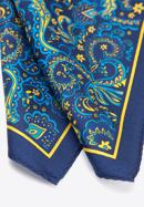 Patterned silk pocket square, navy blue-yellow, 96-7P-001-X1, Photo 6