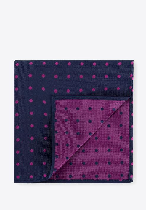 Silk pocket square, navy blue-pink, 96-7P-001-X23, Photo 1