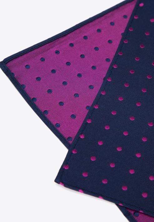 Silk pocket square, navy blue-pink, 96-7P-001-X23, Photo 5