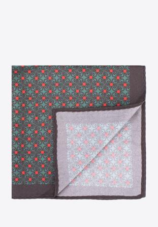 Patterned silk pocket square, brown-green, 97-7P-001-X2, Photo 1