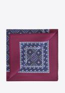 Patterned silk pocket square, navy blue-burgundy, 91-7P-001-X1, Photo 1