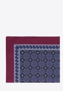 Patterned silk pocket square, navy blue-burgundy, 91-7P-001-X1, Photo 3