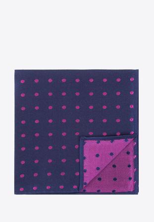 Silk pocket square, navy blue-pink, 92-7P-001-X6, Photo 1