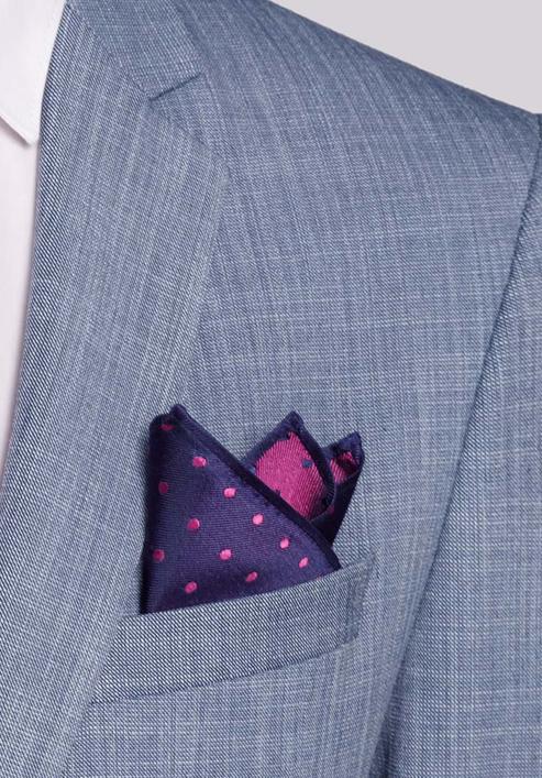 Silk pocket square, navy blue-pink, 92-7P-001-X7, Photo 21