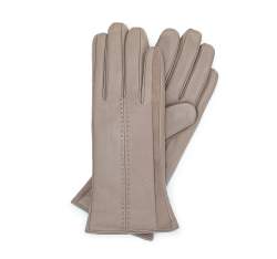 Damskie rękawiczki skórzane z zamszowymi wstawkami, beżowy, 39-6-559-6A-M, Zdjęcie 1