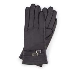 Damskie rękawiczki skórzane ze sprzączkami, czarny, 39-6-573-1-L, Zdjęcie 1