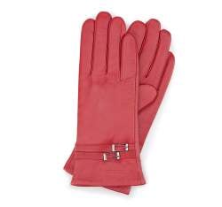 Damskie rękawiczki skórzane ze sprzączkami, czerwony, 39-6-573-2T-S, Zdjęcie 1