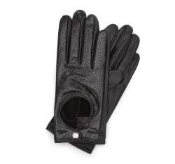 Damskie rękawiczki skórzane samochodowe klasyczne, czarny, 46-6A-002-1-L, Zdjęcie 1