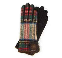 Damskie rękawiczki w kratę do smartfona, czerwono-beżowy, 47-6-570-1-U, Zdjęcie 1