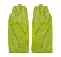 Damskie rękawiczki skórzane samochodowe, limonkowy, 46-6L-292-7T-L, Zdjęcie 1