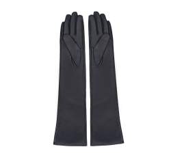 Damskie rękawiczki ze skóry długie, czarny, 45-6L-230-1-M, Zdjęcie 1