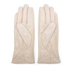 Damskie rękawiczki ze skóry z kokardką, jasny beż, 39-6-536-A-M, Zdjęcie 1