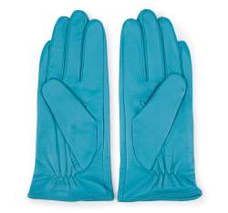 Damskie rękawiczki skórzane z kokardką, turkusowy, 39-6-551-TQ-V, Zdjęcie 1