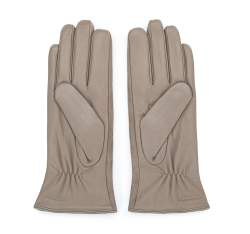 Damskie rękawiczki skórzane z zamszowymi wstawkami, beżowy, 39-6-559-6A-M, Zdjęcie 1