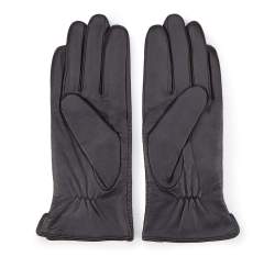 Damskie rękawiczki skórzane ze skośnymi przeszyciami, czarny, 39-6-567-1-S, Zdjęcie 1