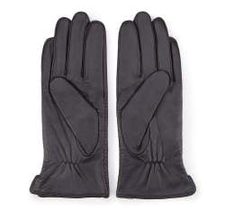 Damskie rękawiczki skórzane ze skośnymi przeszyciami, czarny, 39-6-567-1-X, Zdjęcie 1