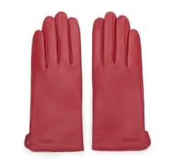 Damskie rękawiczki skórzane gładkie, czerwony, 44-6A-003-2-M, Zdjęcie 1