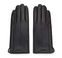 Damskie rękawiczki skórzane z fantazyjnymi szwami, czarny, 44-6A-004-1-XS, Zdjęcie 1