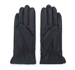 Damskie rękawiczki skórzane ze wstawką o fakturze egzotycznej skóry, czarny, 45-6A-015-2-M, Zdjęcie 1