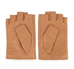 Damskie rękawiczki skórzane bez palców z nitami, brązowy, 46-6-306-B-S, Zdjęcie 1