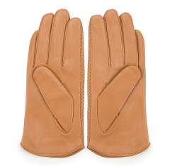 Damskie rękawiczki skórzane dziurkowane, camelowy, 45-6-522-LB-V, Zdjęcie 1
