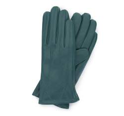 Damskie rękawiczki ze skóry stębnowane, zielony, 39-6-639-Z-L, Zdjęcie 1