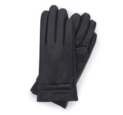 Damskie rękawiczki ze skóry z paskiem, czarny, 39-6-644-1-L, Zdjęcie 1