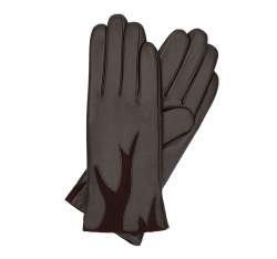 Damskie rękawiczki ze skóry z zamszową wstawką, brązowy, 44-6-525-BB-V, Zdjęcie 1