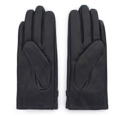 Damskie rękawiczki ze skóry z paskiem, czarny, 39-6-644-1-L, Zdjęcie 1