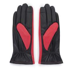 Damskie rękawiczki z dwóch kolorów skóry, czerwono - czarny, 39-6-649-3-S, Zdjęcie 1