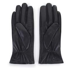 Damskie rękawiczki ze skóry w tłoczone paseczki, czarny, 39-6-652-1-M, Zdjęcie 1