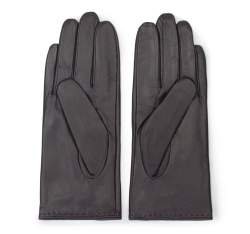 Damskie rękawiczki ze skóry z wycięciem, ciemny brąz, 39-6L-213-BB-S, Zdjęcie 1
