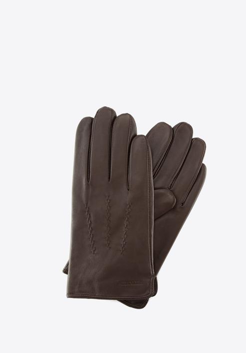 Men's gloves, dark brown, 39-6L-328-1-S, Photo 1