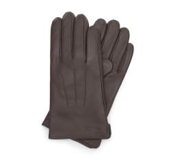 Męskie rękawiczki skórzane z przeszyciami, brązowy, 44-6A-001-4-S, Zdjęcie 1