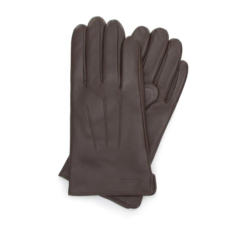 Шкіряні чоловічі рукавички з прострочкою 44-6A-001-4