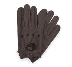 Męskie rękawiczki skórzane samochodowe, ciemny brąz, 46-6A-001-4-XL, Zdjęcie 1