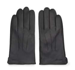 Męskie rękawiczki skórzane z przeszyciami, czarny, 44-6A-001-1-S, Zdjęcie 1
