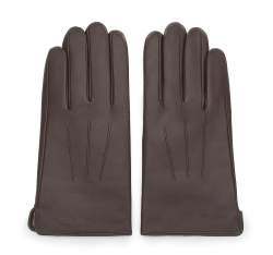 Męskie rękawiczki skórzane z przeszyciami, brązowy, 44-6A-001-4-M, Zdjęcie 1