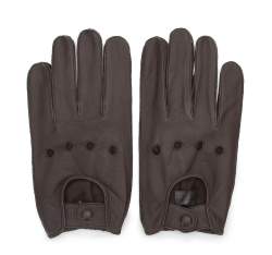 Męskie rękawiczki skórzane samochodowe, ciemny brąz, 46-6A-001-4-L, Zdjęcie 1