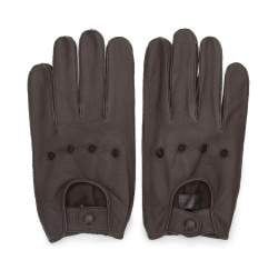 Męskie rękawiczki skórzane samochodowe, ciemny brąz, 46-6A-001-4-XL, Zdjęcie 1