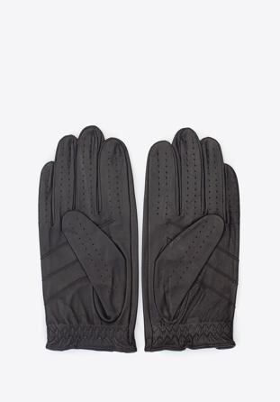 Rękawiczki samochodowe męskie ze skóry licowej ciemny brąz