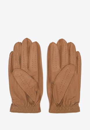 Samochodowe rękawiczki męskie czarne ze skóry naturalnej camelowe