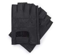 Męskie rękawiczki skórzane samochodowe na rzep, czarny, 46-6-387-1-M, Zdjęcie 1